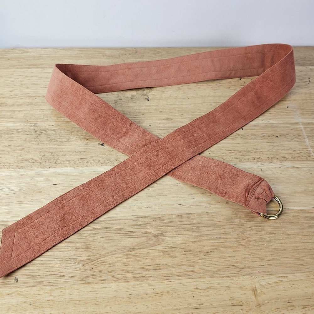 Faux Suede Orange Womens‎ Belt O-Ring Gold Adjustable up to 50"